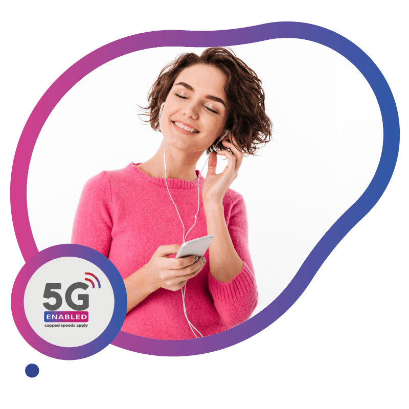 A person using a smartphone with earphones, representing the ease of activating and using eSIM technology in Australia